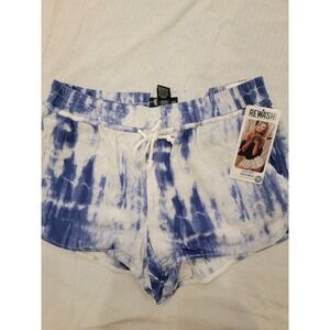 Rewash Pull On Beach Shorts Women's Sz L Blue White Tie-Dye, Pockets NWT NEW